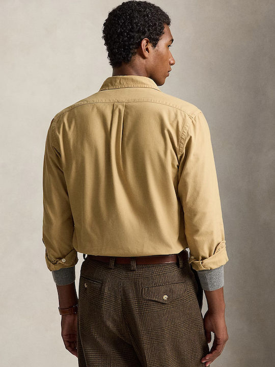 Long Sleeve Shirt in Regular Fit Camo Beige