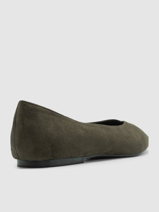 Sante Wildleder Damen Ballerinas Spitz zulaufend Khaki