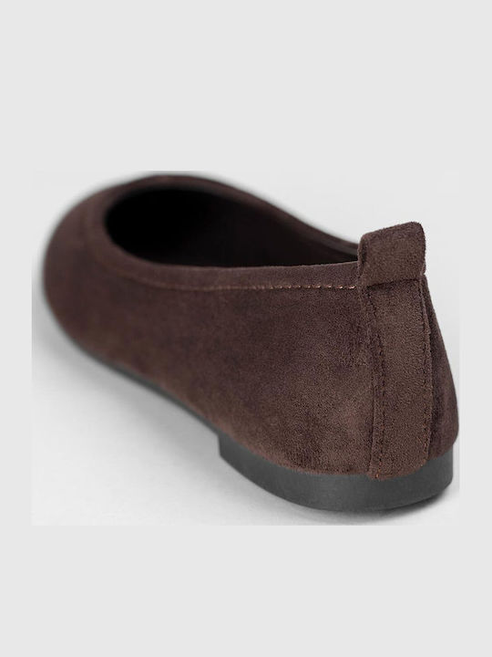 Super Mode Wildleder Damen Ballerinas Spitz zulaufend Braun