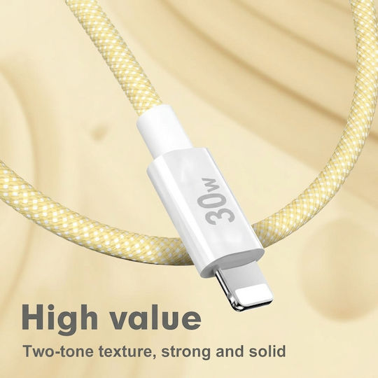 Leewello Lw-218 Редовна USB-C към Lightning кабел 30W Жълт 1м (783208)
