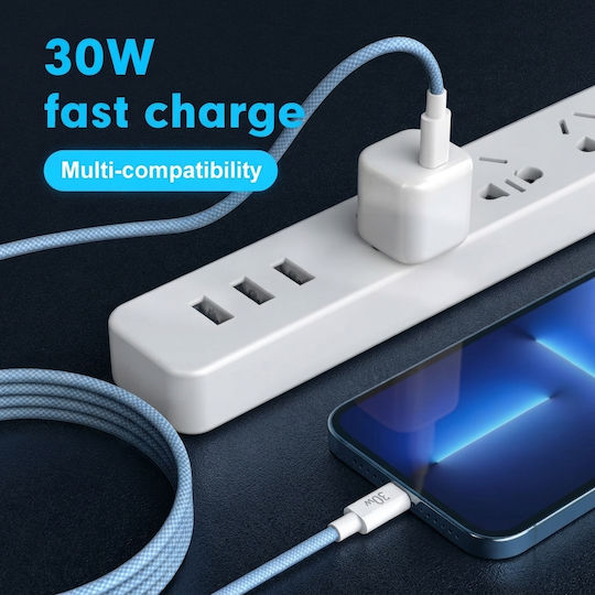 Leewello Lw-218 USB-C to Lightning Cable 30W Blue 1m (783208)