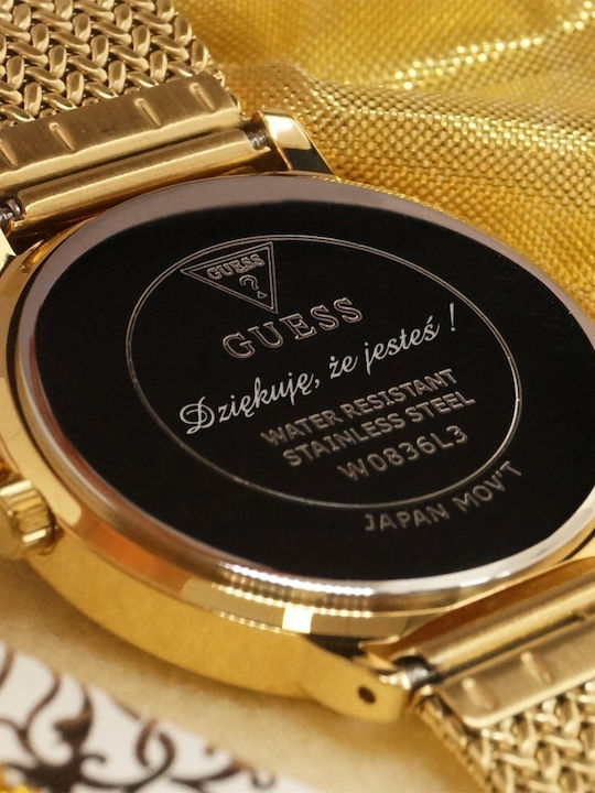 Guess Guess Women’s Battery Watch with White Leather Strap