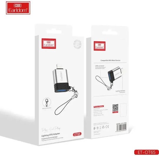 Earldom Конвертор Lightning Мъжки към USB-A Женски Сребрист 1 Брой ET-OT65