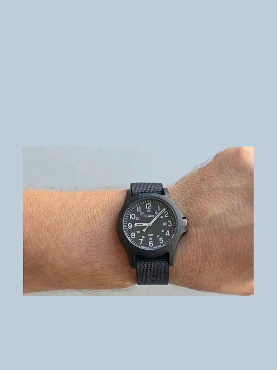 Timex Мъжки Часовник 40mm На Батерия с Черна Текстилна Каишка