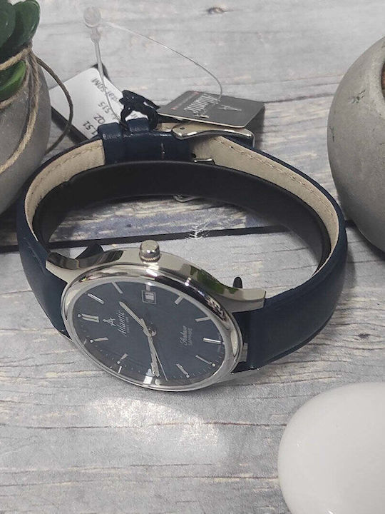 Men's Watch 40mm Battery with Blue Leather Strap