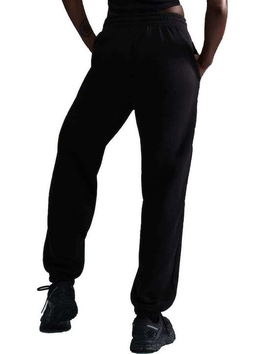 Sportswear Ψηλόμεσο Παντελόνι Φόρμας με Λάστιχο Fleece Μαύρο