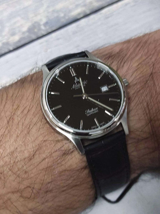 Men's Watch 40mm Battery with Black Leather Strap