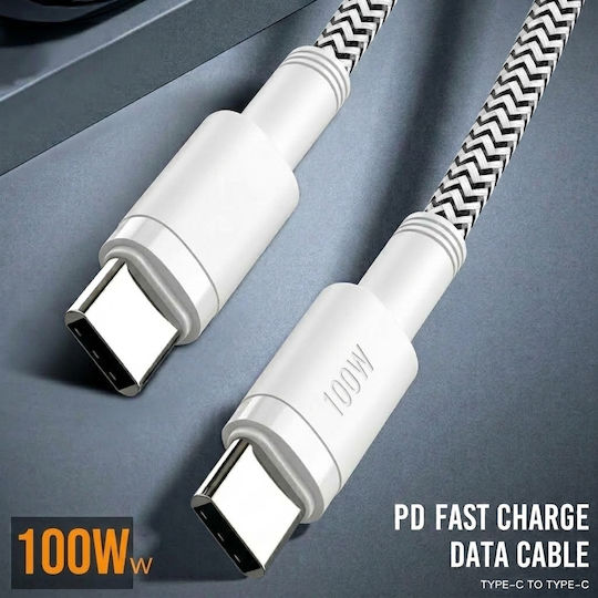 Leewello USB 2.0 Cable USB-C male - USB-C 100W PD Λευκό 1m 783223-ΛΕΥΚΟ