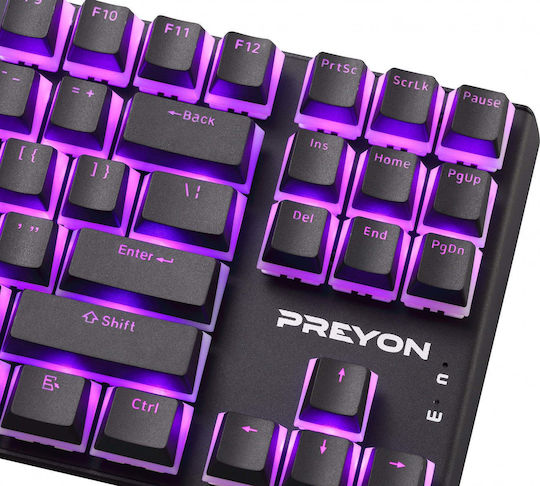 Preyon Blitz Claw Gaming Μηχανικό Πληκτρολόγιο Tenkeyless με Gateron Brown διακόπτες και RGB φωτισμό (Αγγλικό US)