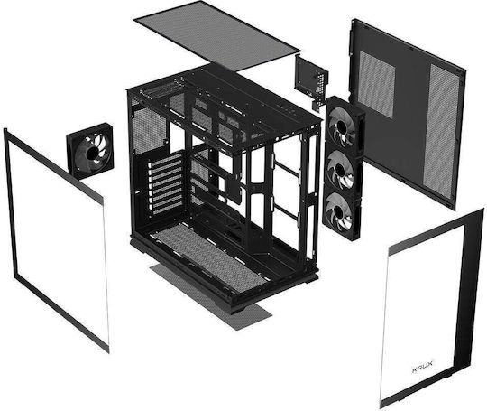 Krux Atron Gaming Midi Tower Computer Case with Side Window and ARGB Lighting Black