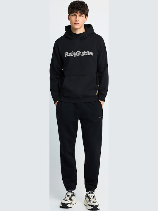 Funky Buddha Herren-Sweatpants mit Gummizug Schwarz FBM014-050-02-Schwarz