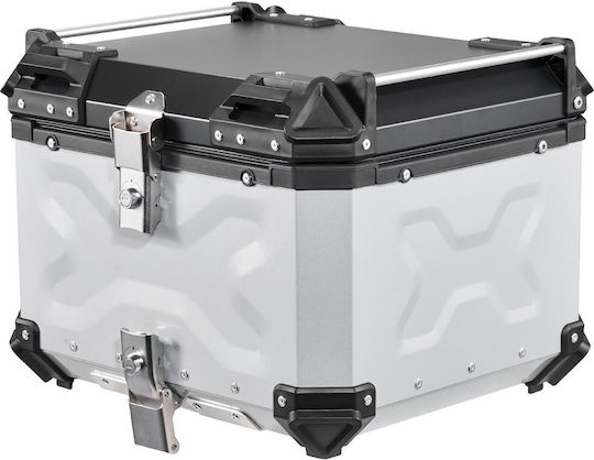 Vevor Motorrad-Topcase Aluminium 55lt Silber