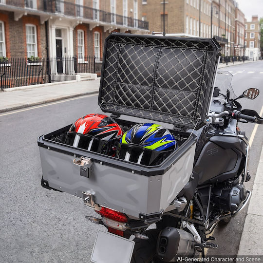 Vevor Motorrad-Topcase Aluminium 65lt Silber