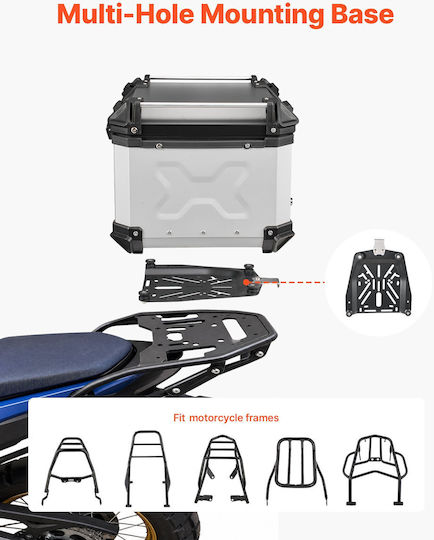 Vevor Motorrad-Topcase Aluminium 55lt Silber