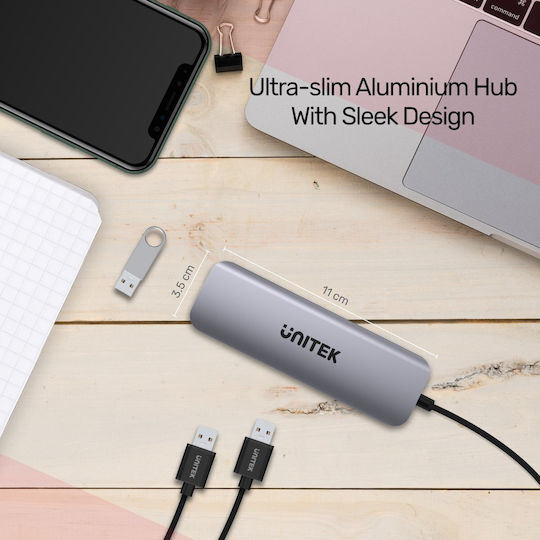 Unitek USB-C Docking Station με HDMI 4K PD Γκρι (H1107E)