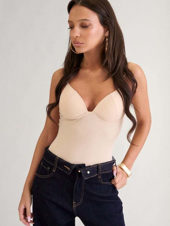 Padded Bodysuit Beige