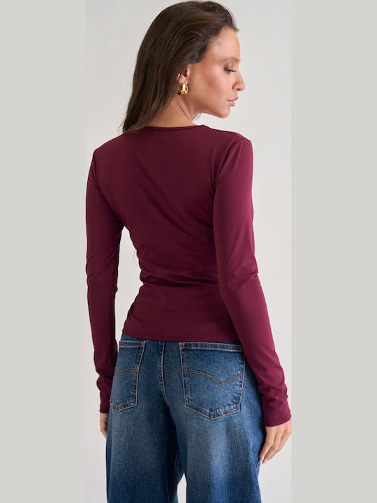 Damen-Bodysuit Langarm Burgundisch