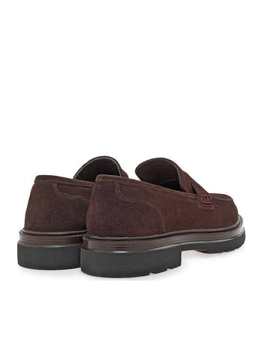 Suede Ανδρικά Loafers σε Καφέ Χρώμα