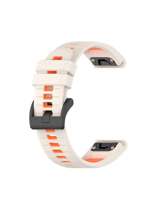 Garmin Instinct Спортна Двуцветна Каишка за Часовник от Силикон 22 Mm Starlight+Orange