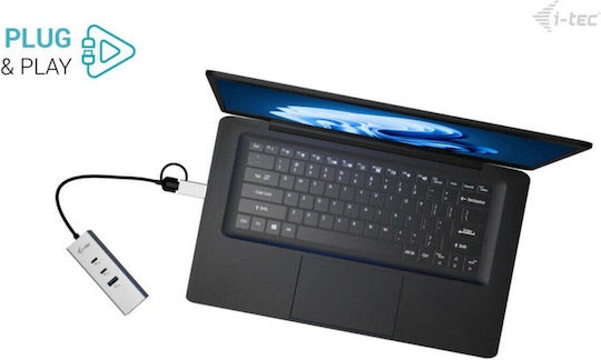 i-tec USB 3.0 3 Port Hub with USB-A / USB-C / Ethernet Grey