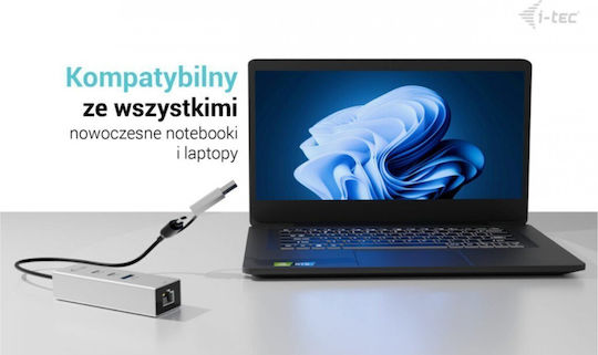 i-tec USB 3.0 3 Port Hub with USB-A / USB-C / Ethernet Grey