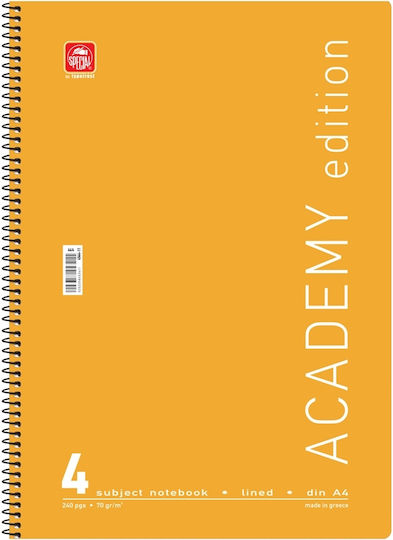 Typotrust Спирал Тетрадка На райета A4 120 Листа 4 Теми Academy 1бр (Различни цветове)
