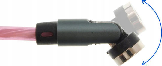 LED / Магнитен USB към Type-C Кабел 3.1Спецификация Червен 1.2м