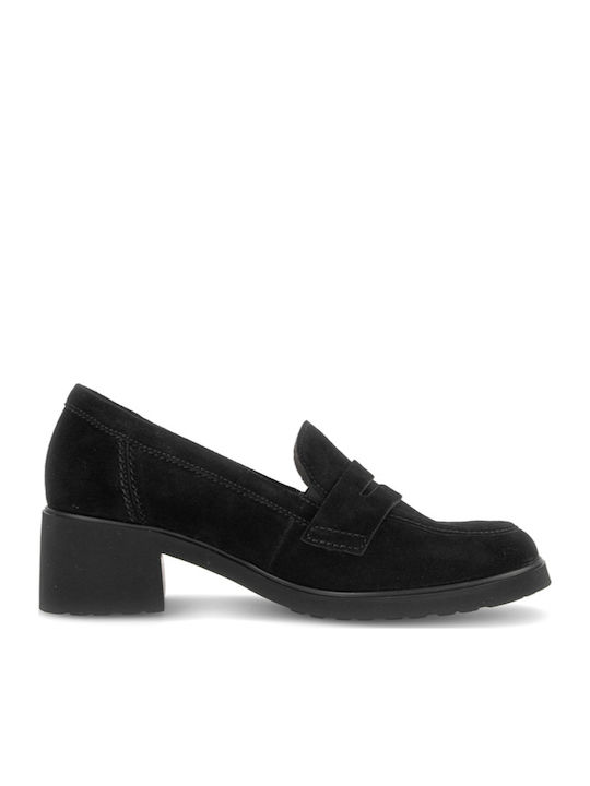 Кожени Loafer Обувки На Ток Черни