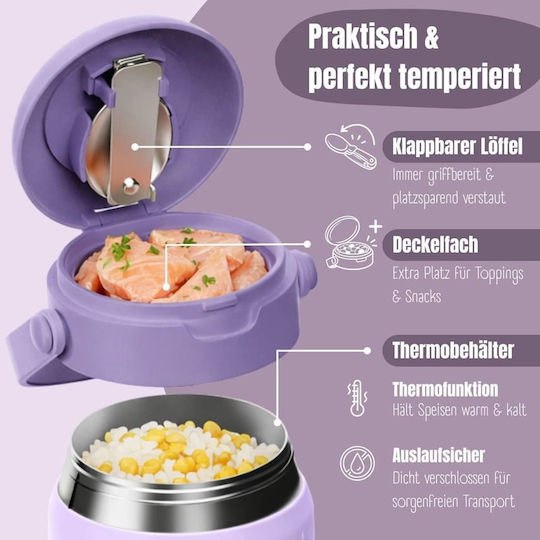 Bearfoot Edelstahl Kinderlebensmittelbehälter 0,5l Lila