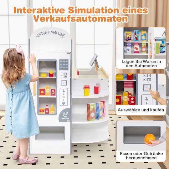 Costway Kids Supermarket Set Cash Register & POS & Vending Machine & White Board Tm10083wh