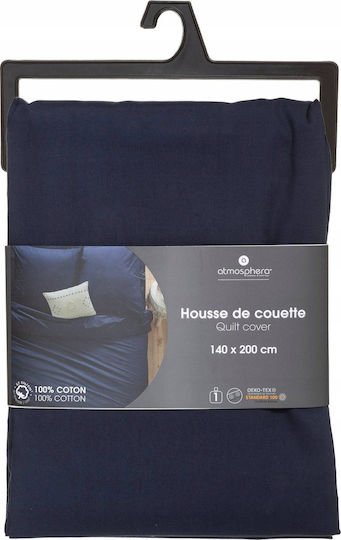 Atmosphera Set Cotton Duvet Cover 140x200cm Single with Pillowcase Nautical Blue