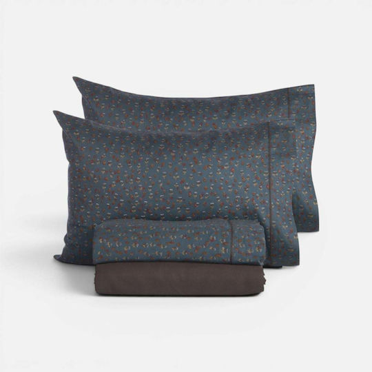Nef-Nef Homeware Jeniffer Комплект Чаршафи King Size с Еластична лента 240x270+35см Петролно Синьо (4бр)