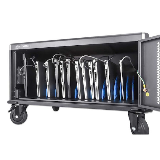 Manhattan Manhattan Station Cabinet Charging Cart 20 Laptops 16" 20 Ac 230v Sockets