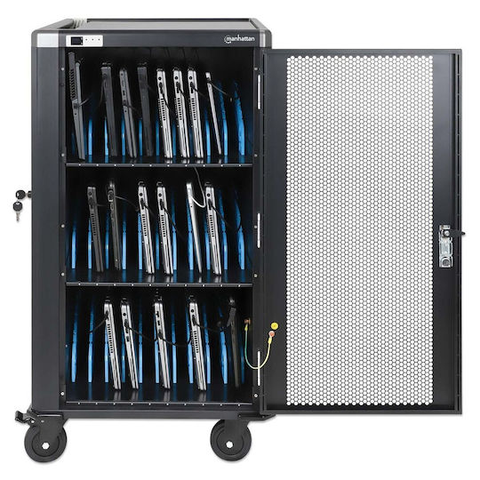 Manhattan Manhattan Cabinet Station Cart Charging 30 Laptops 16" 30 Ac 230v Sockets