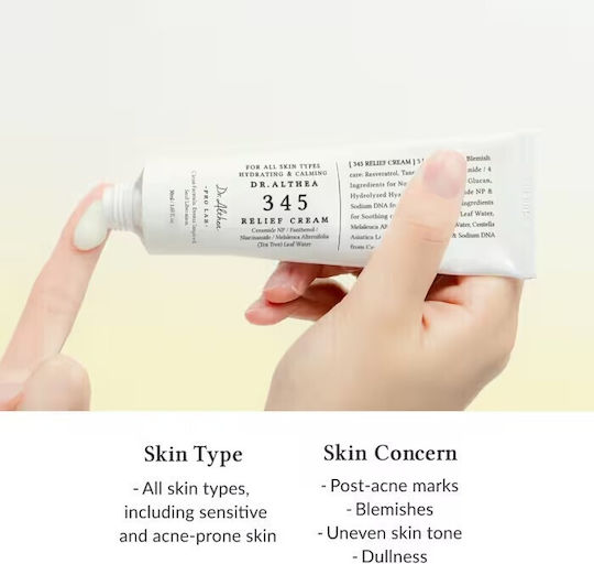 Dr. Althea 345 Relief Moisturizing & Restoring Day Face Gel Against Blemishes & Acne with Hyaluronic Acid & Niacinamide 15ml