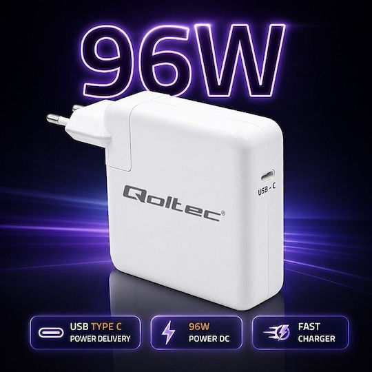 Qoltec USB-C Laptop-Ladegerät 96W und mit Steckerset