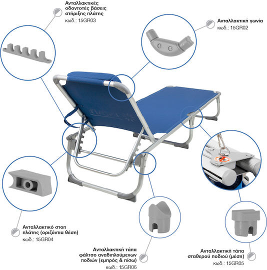 Replacement Cap for Folding Legs Lounger Escape Grey 36567