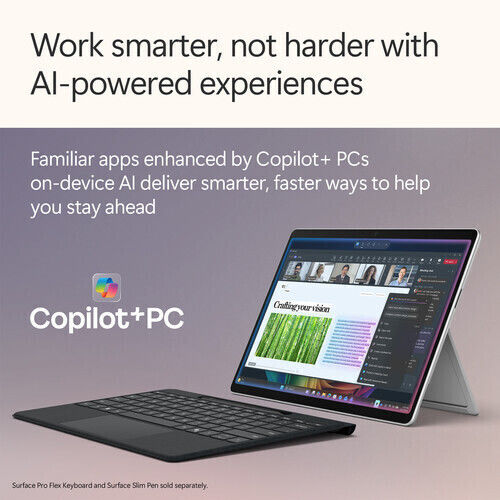 Microsoft Surface Pro За Business Copilot+ PC 12th 5G 13" Таблет (32GB/512GB/Intel Core Ultra 7 366H/Windows 11 Pro) Платинен