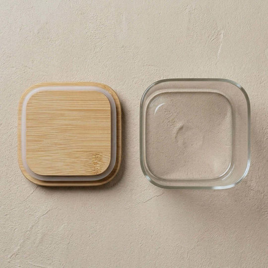 Kesper Set Bamboo Transparent Lunch Boxes 10x10cm 6 Pieces