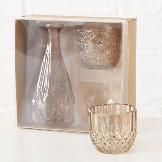 Boltze Set Decorative Glass Vases Cherin Orange 6x6xH14.5cm