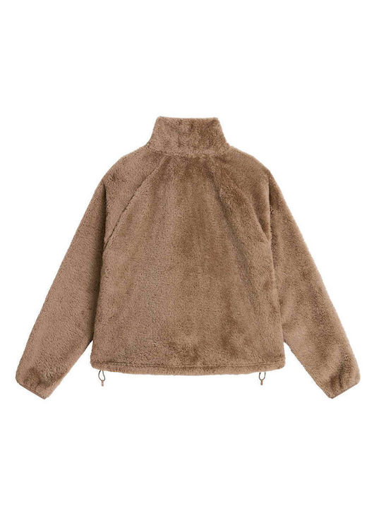 Winters Damen Fleece Bluse mit Reißverschluss Braun