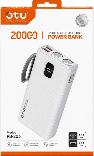 PB-203 Външна батерия 20000mAh с 2 USB-A изходни порта Бяла