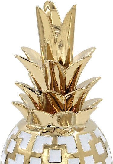 Ceramic Decorative Φ17x36 From Pineapple White Gold Keskor 78773