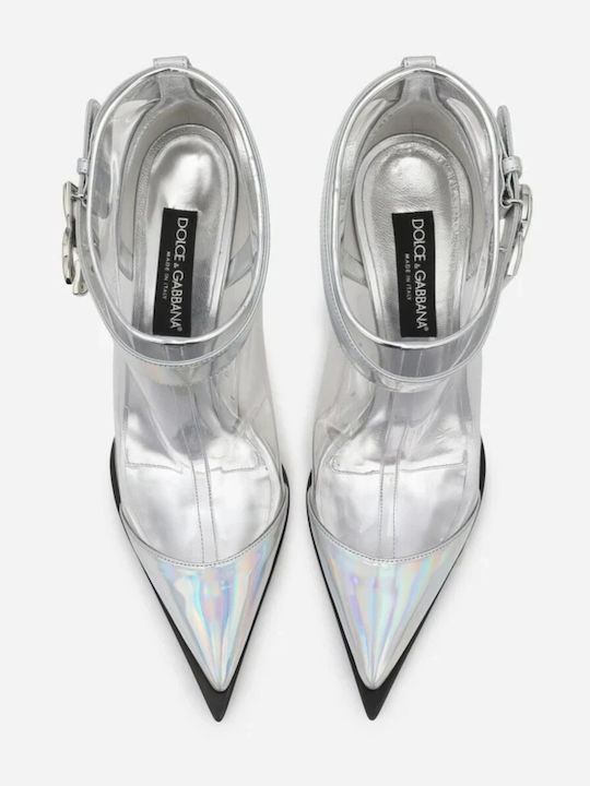 Leather Women's Ankle Boots Silver