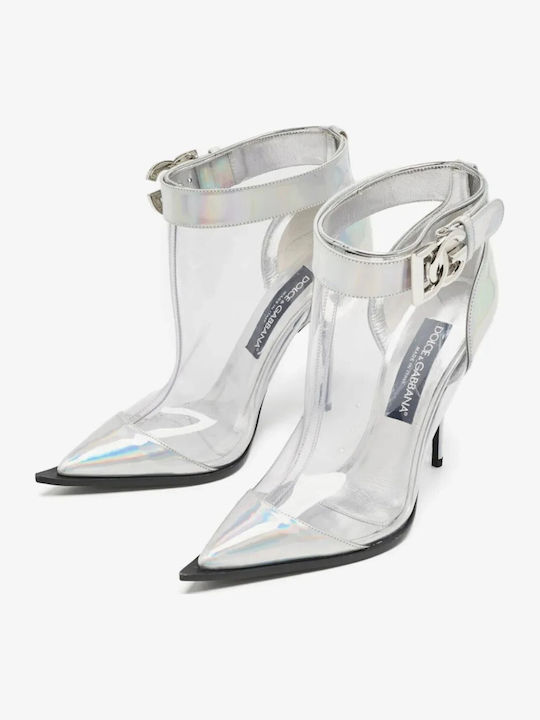 Leather Women's Ankle Boots Silver