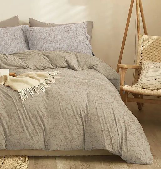 Cokitex Marta Eden Bed Sheet Set Super King with Rubber Hugger 170x200+30cm Mocha 4 Pieces