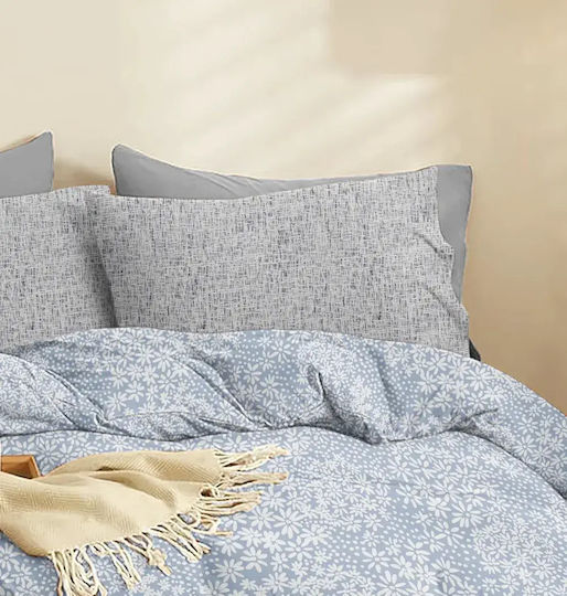 Cokitex Marta Pansy Set Bed Sheets Double 205x260cm Denim 4 Pieces