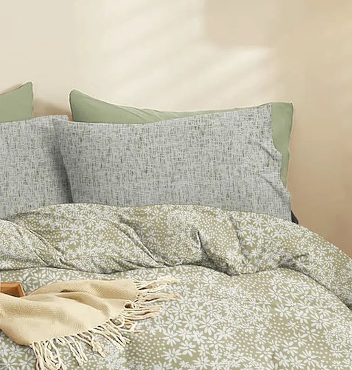 Cokitex Set Bed Sheets Single 165x260cm Olive 3 Pieces