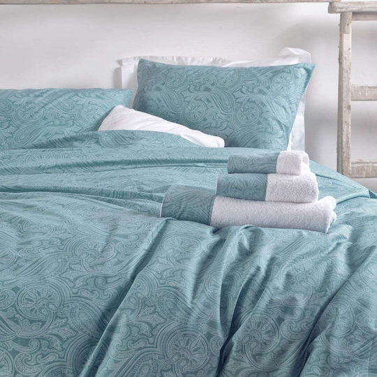 Rythmos Sheet Sets Queen with Elastic 165x205+29cm. Charisma Turquoise 4pcs