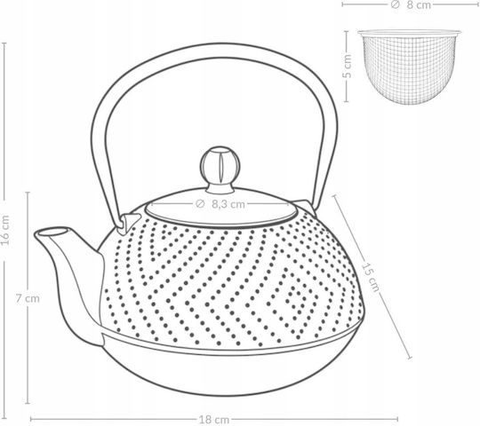 Кетъл с филтър Чугунен Меден 900ml